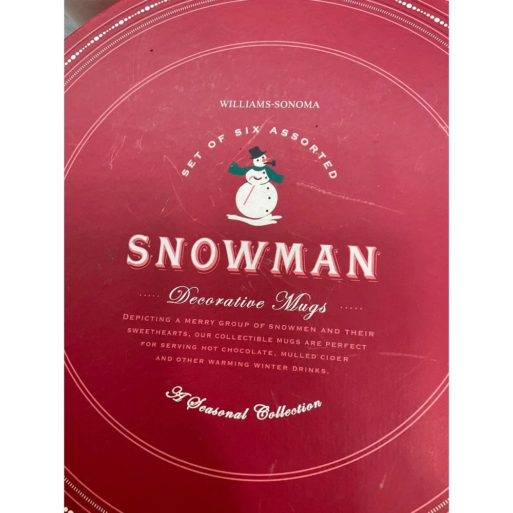 WILLIAMS‎ SONOMA SET OF SIX ASSORTED DECORATIVE SNOWMAN MUGS